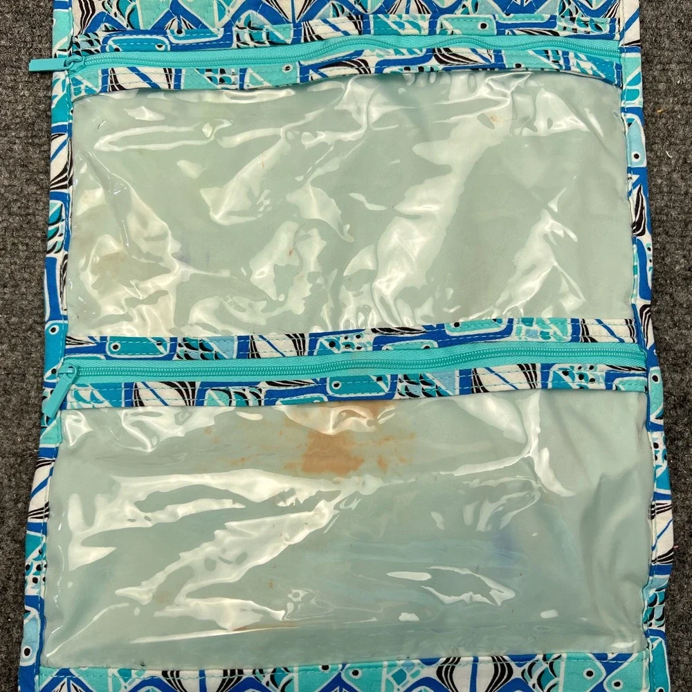 Vera Bradley Hanging Travel Organizer Go Fish Blue Quilted Toiletry Bag Pouch